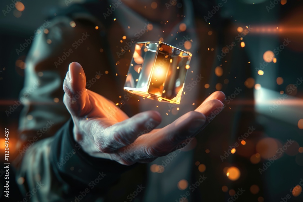 Aufkleber abstract 3d rendering of a flying cube