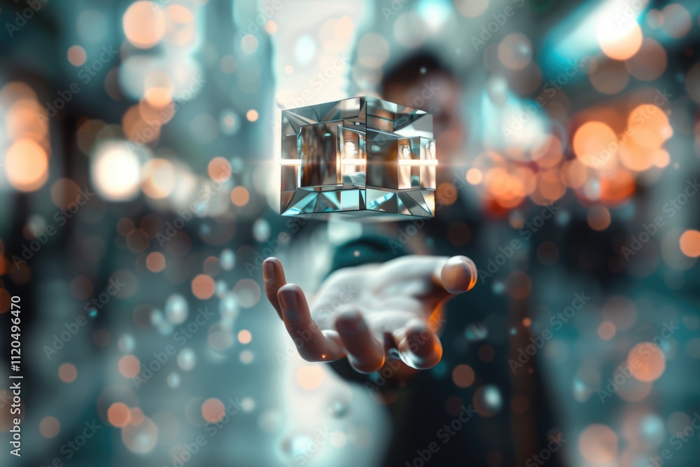 Aufkleber abstract 3d rendering of a flying cube