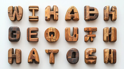 Rustic Wooden Letters Alphabet  Handmade Crafts  Typography Design Elements