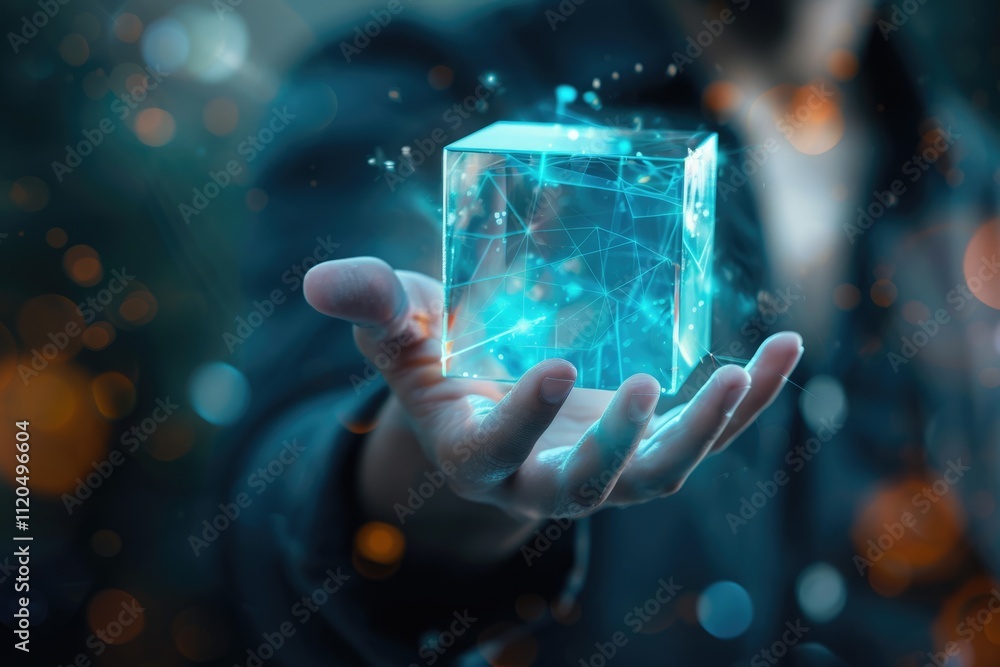 Aufkleber abstract 3d rendering of a flying cube