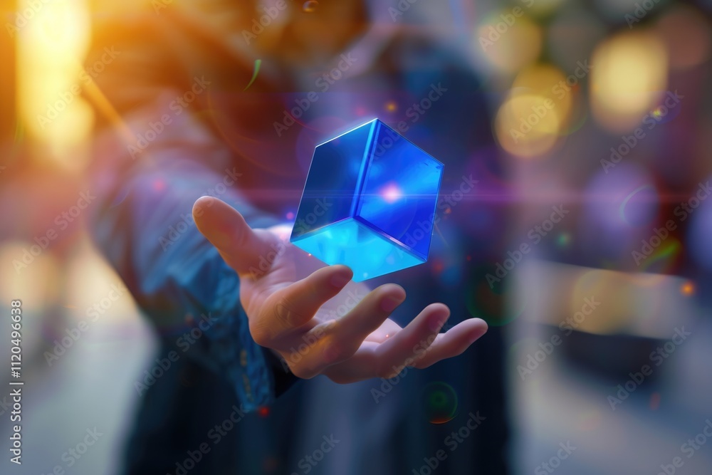 Aufkleber abstract 3d rendering of a flying cube