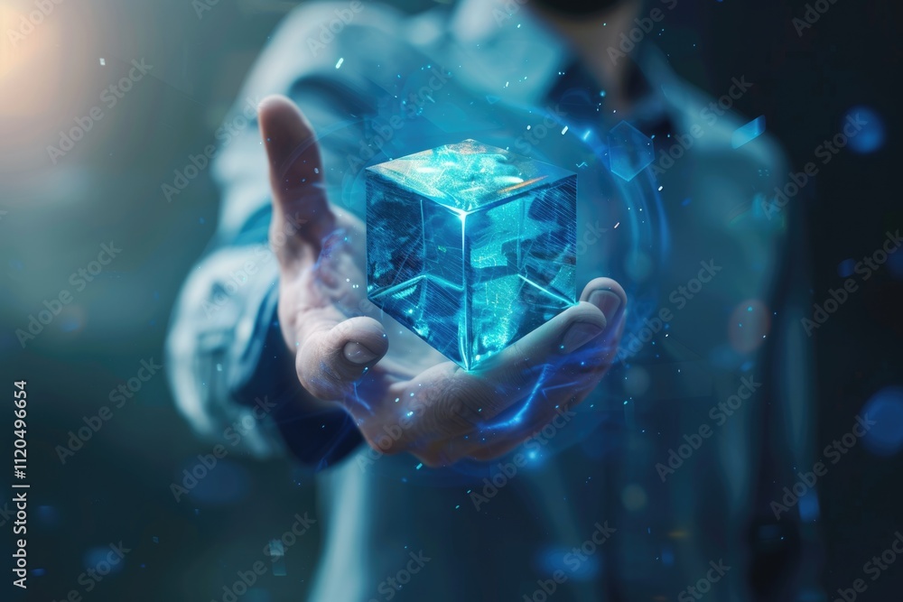 Aufkleber abstract 3d rendering of a flying cube