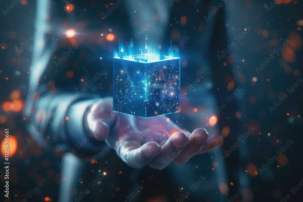 Aufkleber abstract 3d rendering of a flying cube