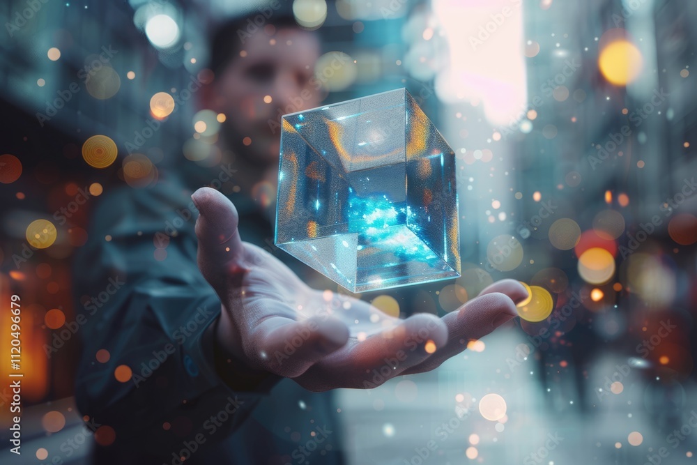 Aufkleber abstract 3d rendering of a flying cube