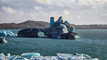 Melting glaciers and shimmering icebergs in a pristine Icelandic natural reserve