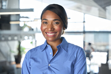 Confident smiling young professional business woman ceo corporate leader, female African American...