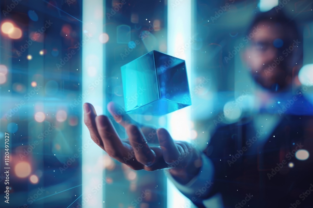 Aufkleber abstract 3d rendering of a flying cube