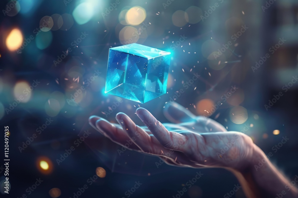 Aufkleber abstract 3d rendering of a flying cube
