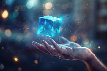 Fototapeta premium abstract 3d rendering of a flying cube