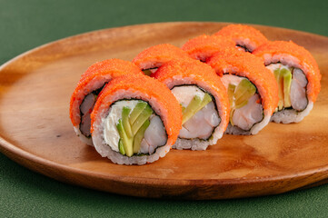traditional Japanese sushi rolls on a plate
