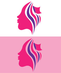 Beauty salon with butterfly, Beauty salon face logo, Hair salon logo design vector