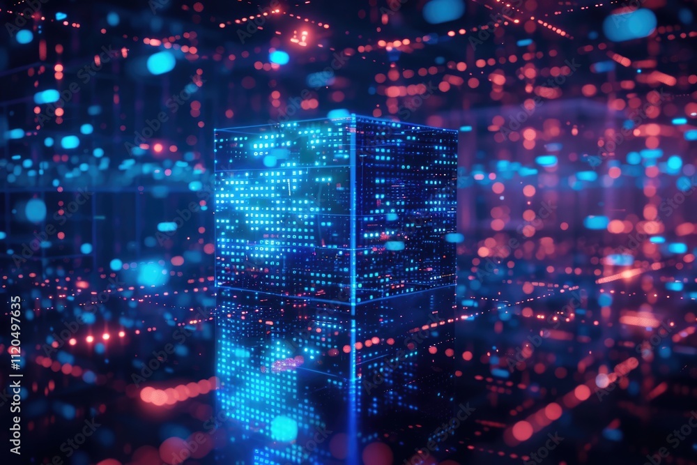Aufkleber abstract 3d rendering of a flying cube