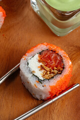 traditional Japanese sushi rolls on a plate