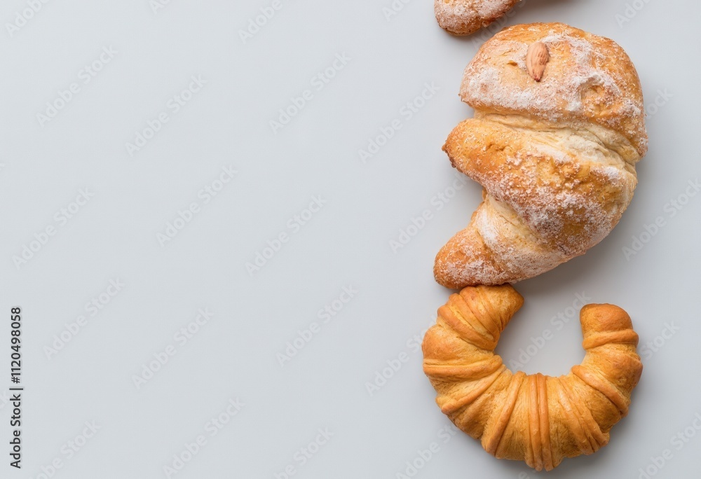 Wall mural croissant on a wooden table