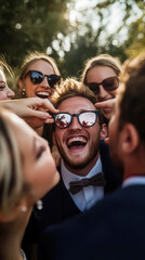 Celebration of friendship and joyful moments at a bachelor party gathering