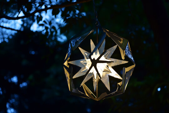 Phillipino Christmas parol lantern, star shaped decorative lantern made from paper and bamboo