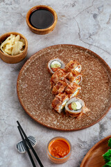 traditional Japanese sushi rolls on a plate