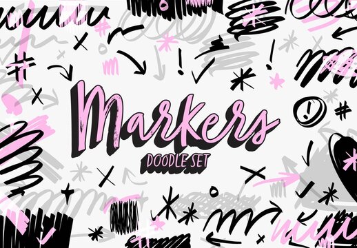 Set of Vector Hand Drawn Scribble Elements