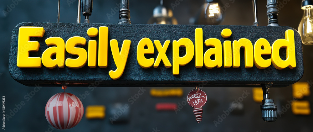 Poster 3d rendered banner with easily explained text for informative content