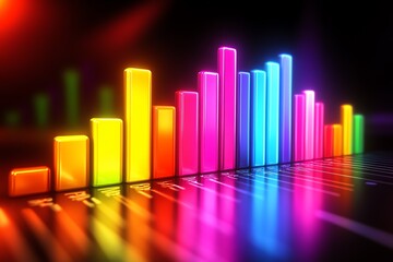 Neon Colors Bar Graph Indicating Business Profits