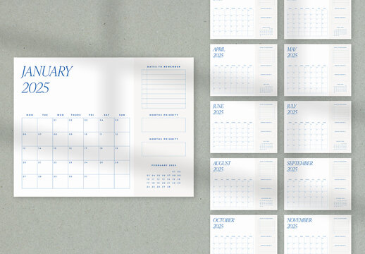 Minimal 2025 Calendar Layout 