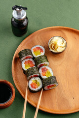 traditional Japanese sushi rolls on a plate