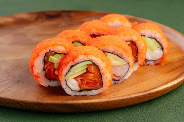 traditional Japanese sushi rolls on a plate