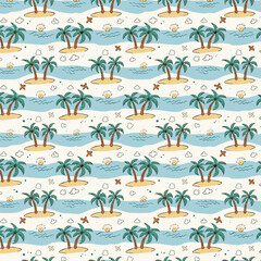 Fototapeta premium Vacation Vibes Pattern Vector 