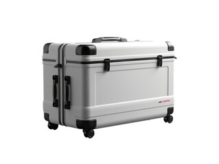 Mockup white travel suitcase, isolated on transparent background