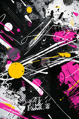 Dynamic Abstract Art with Colorful Paint Splashes and Bold Strokes, High Energy Design