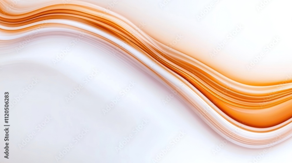 Poster abstract waves of orange and white create a soothing visual flow.