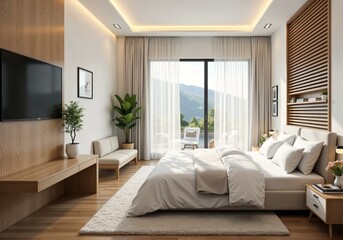 Elegant luxury living room with high-end furnishings and natural light