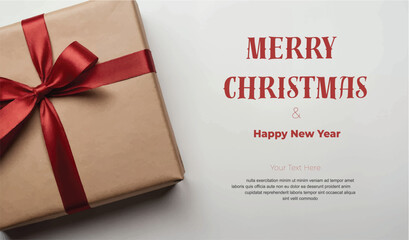 Merry Christmas and Happy New Year Illustration, Cinematic view of a gift box for Christmas festival