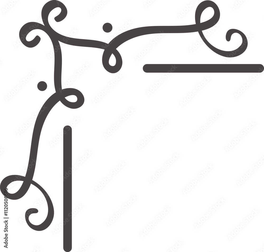 Poster elegant flourishes and swirls create a decorative corner design, adding a touch of sophistication an