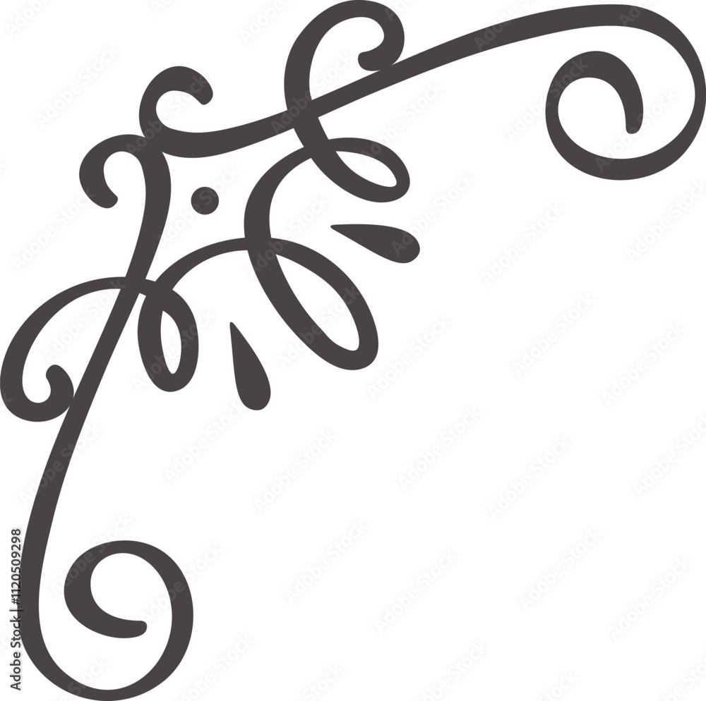 Poster hand drawn flourish creating an elegant corner piece, ideal for adding a touch of sophistication to 