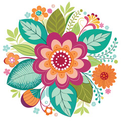 a colorful design of flowers and leaves with the word spring on it