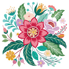 a colorful design of flowers and leaves with the word spring on it