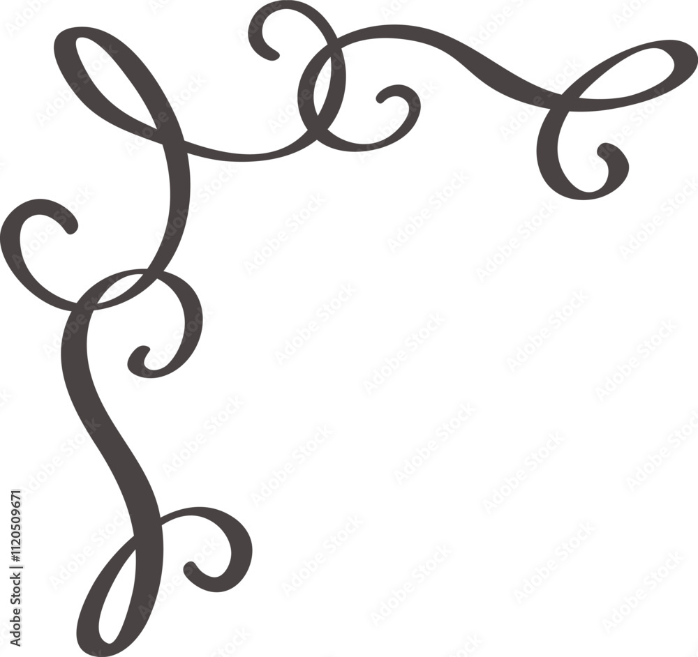 Poster hand drawn swirling lines create an elegant and decorative corner flourish, adding a touch of sophis