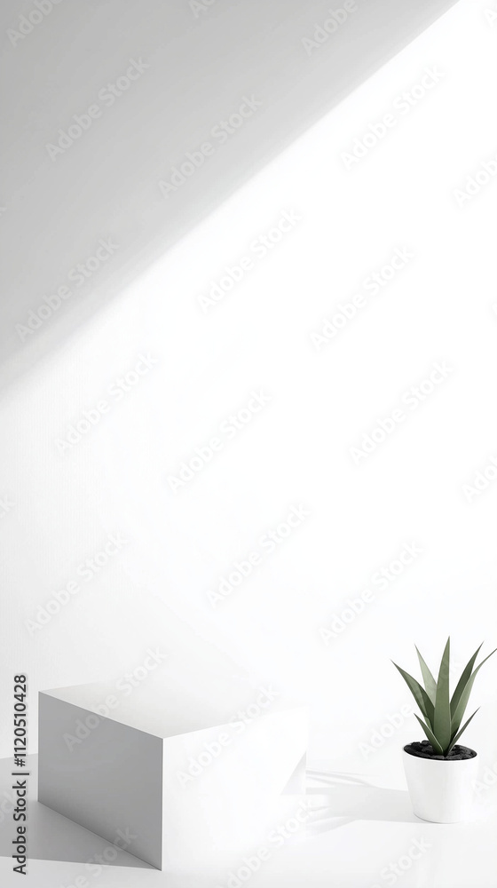 Poster Minimalistic background with plant and copy space for text