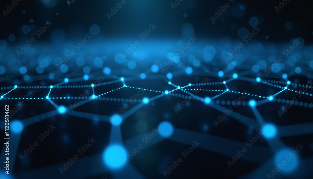 Poster abstract digital network with glowing blue lines: an abstract digital network featuring glowing blue