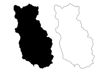 Bumthang District (Districts of Bhutan, Kingdom of Bhutan) map vector illustration, scribble sketch Bumthang map