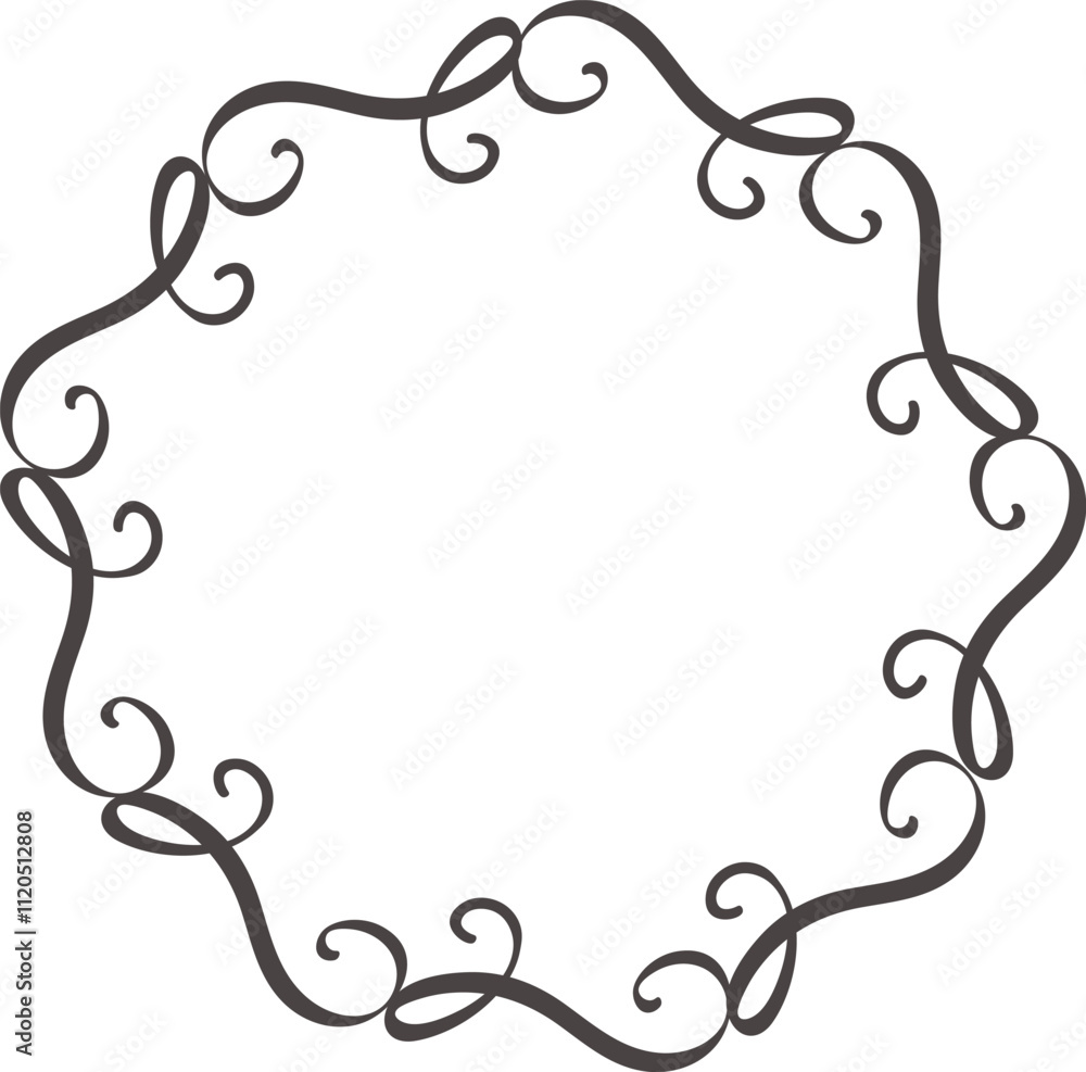 Poster elegant flourished frame creating an ornate circular border with swirling lines and decorative curls