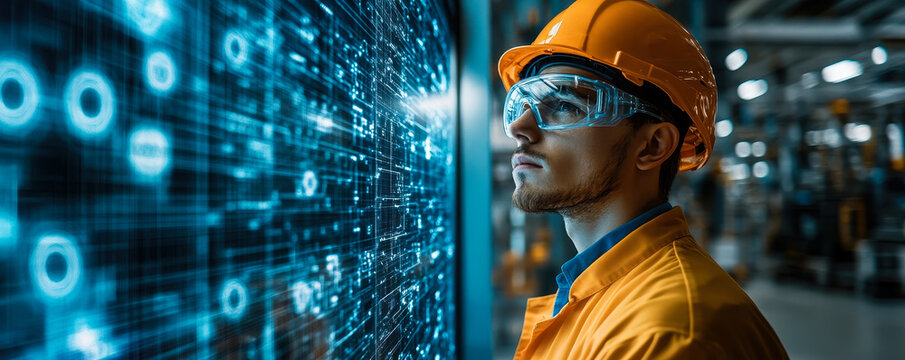 Industry 4.0: Engineer Utilizing AI Technology in Smart Manufacturing Factory