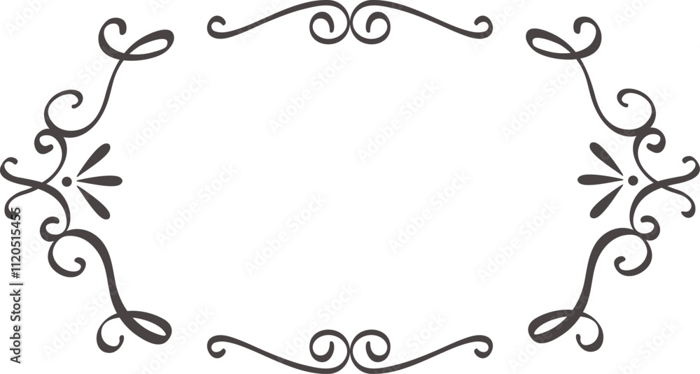Poster hand drawn flourishes create a sophisticated and elegant frame, perfect for adding a touch of vintag
