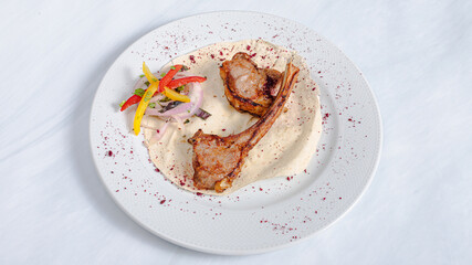 Lamb ribs kabab on plate