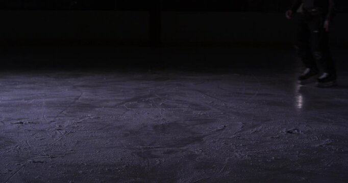 Ice hockey face off close up