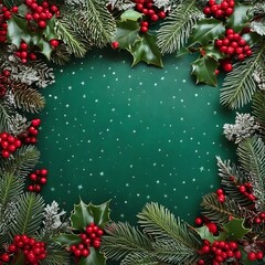 Background festive design with berries and leaves.Generative AI