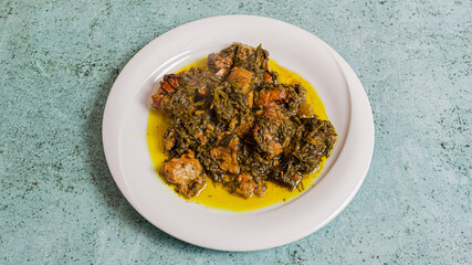 Herbs stew - Sabzi on plate