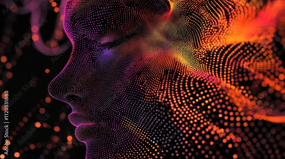 Poster abstract dot point connect with gradient line and aesthetic intricate wave line design , internation