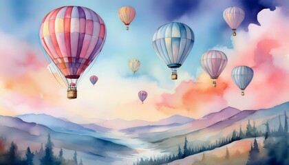 Obraz premium Hot Air Balloons over Mountainous Landscape